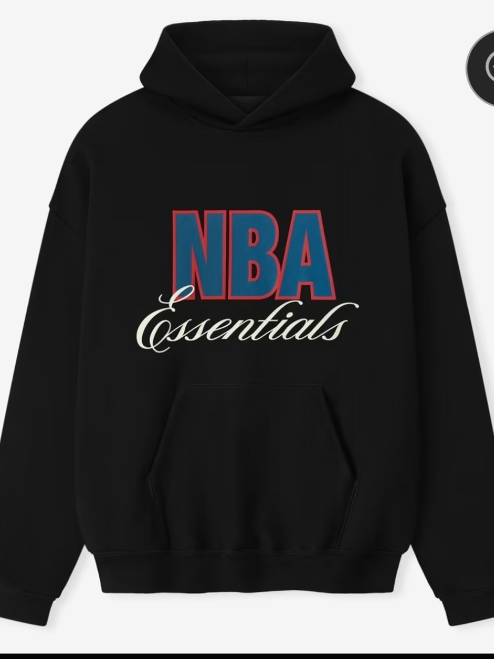 NWT. Med Fear of God NBA Essentials Black Hoodie with Blue and Red Logo